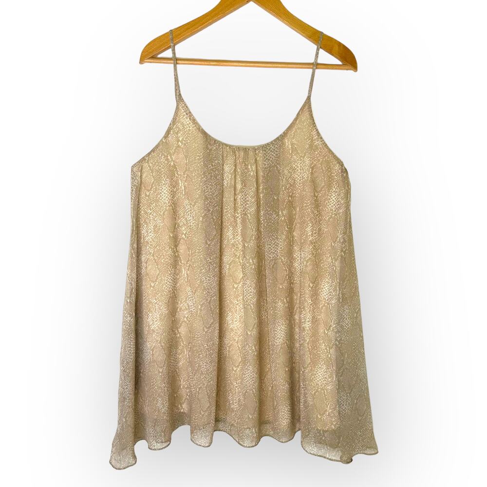 Aura Red Dress New Sheer Sleeveless Swing Dress Sz M Nude Snake Spaghetti Strap